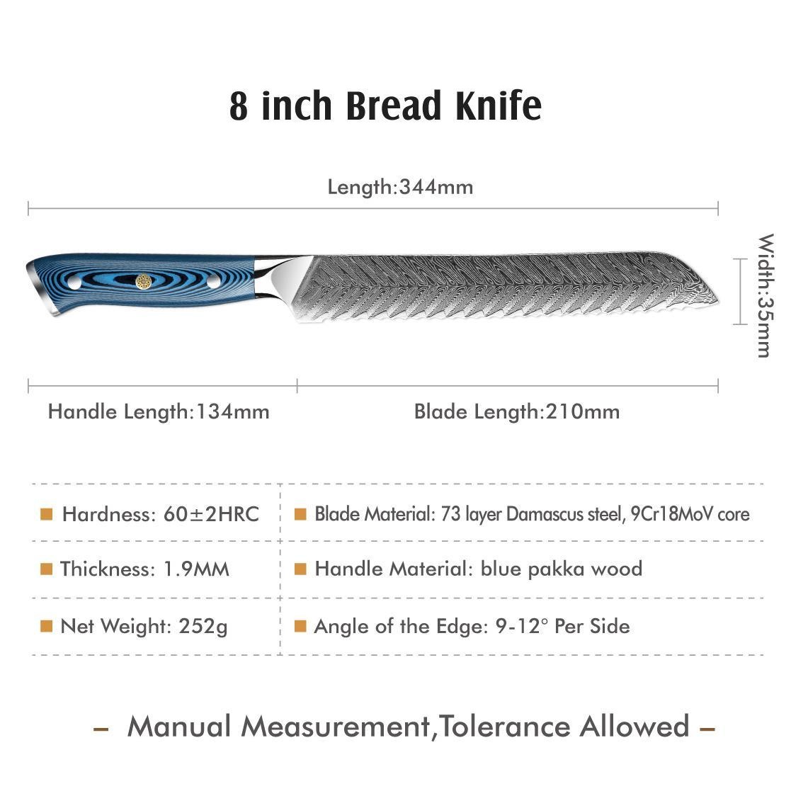 Coltello da cucina damascato TU-37500 - Utility / Blu