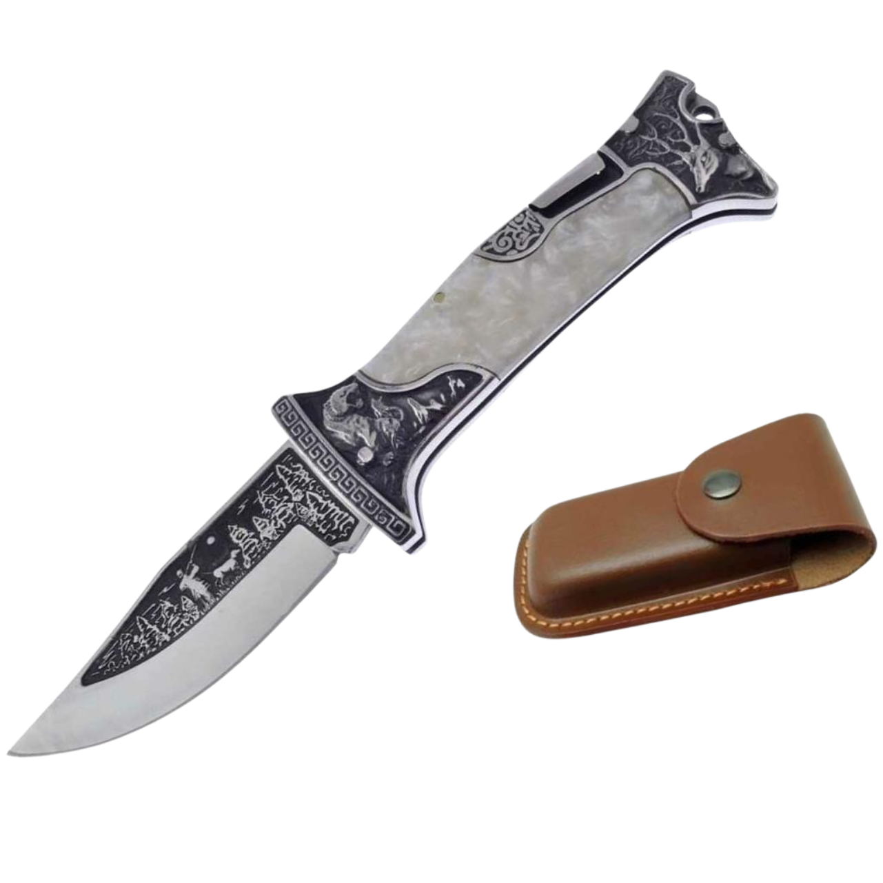 Coltello pieghevole da esterno A3188 - Marrone