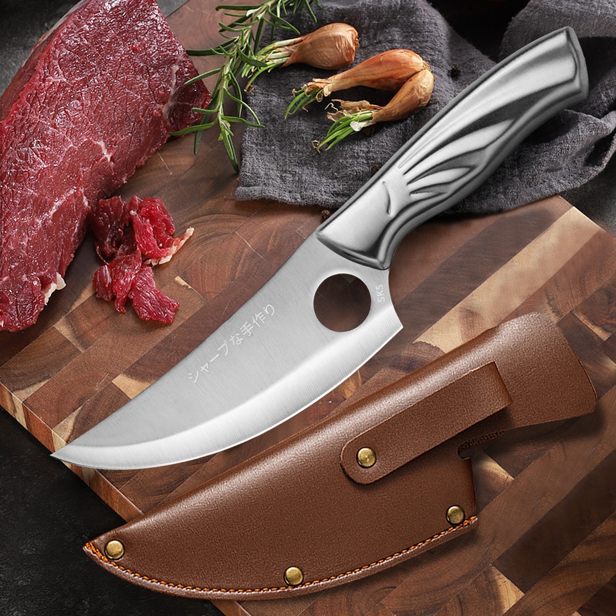 Mannaia da cucina FU-18430 - Argento / Con custodia