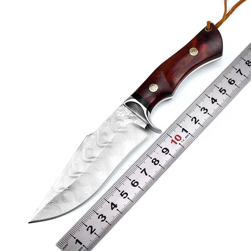 Coltello da esterno damascato JA-31690 - Marrone