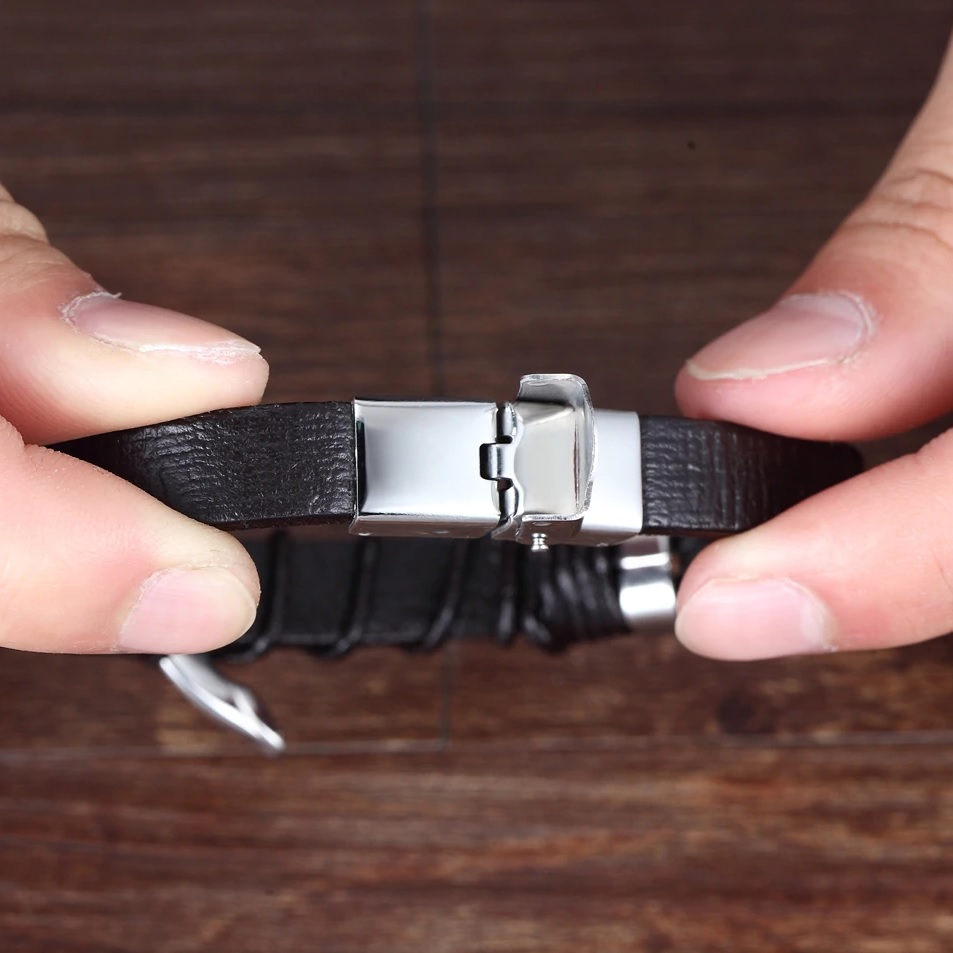 Bracciale da Uomo EN-28213 - Nero / 21cm