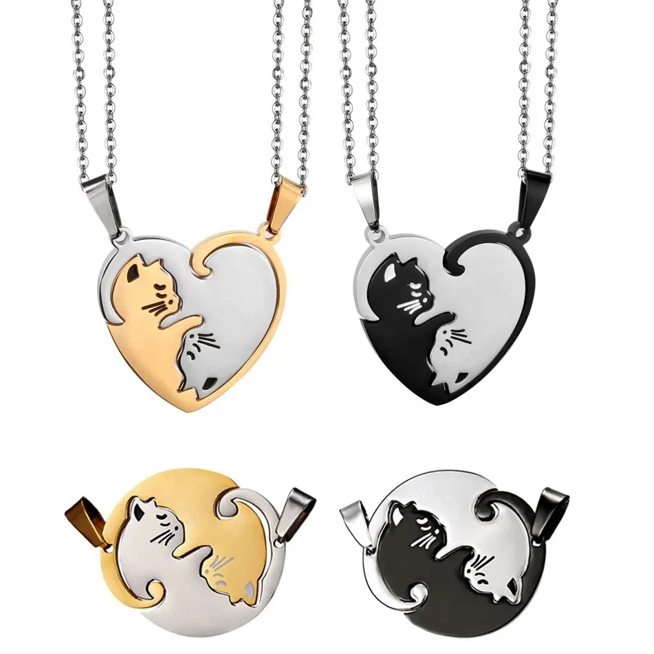 Ciondolo per collana Double Cat - Cerchio / Nero