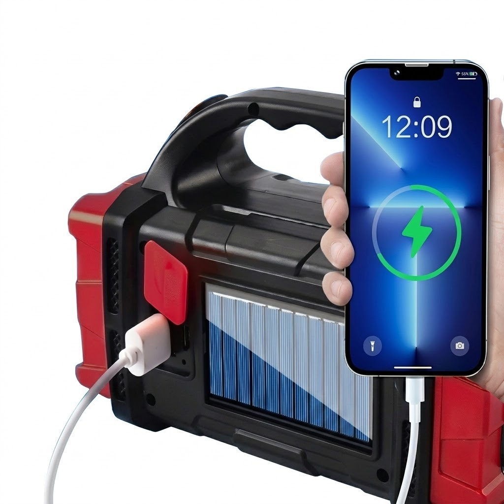 Torcia LED Solare da Campeggio con Powerbank SR - 40475 - Oro / Nero