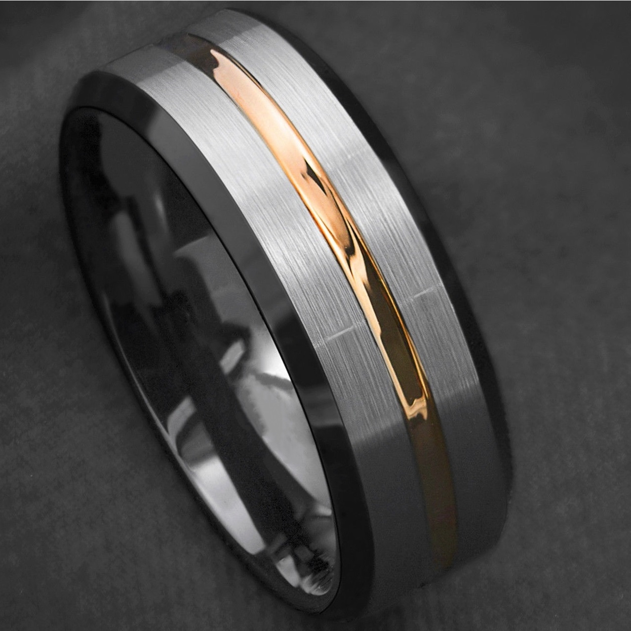 Anello AR-32121 - Nero / Oro / 59mm