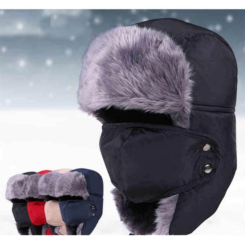 Cappello in pelliccia invernale - Blu