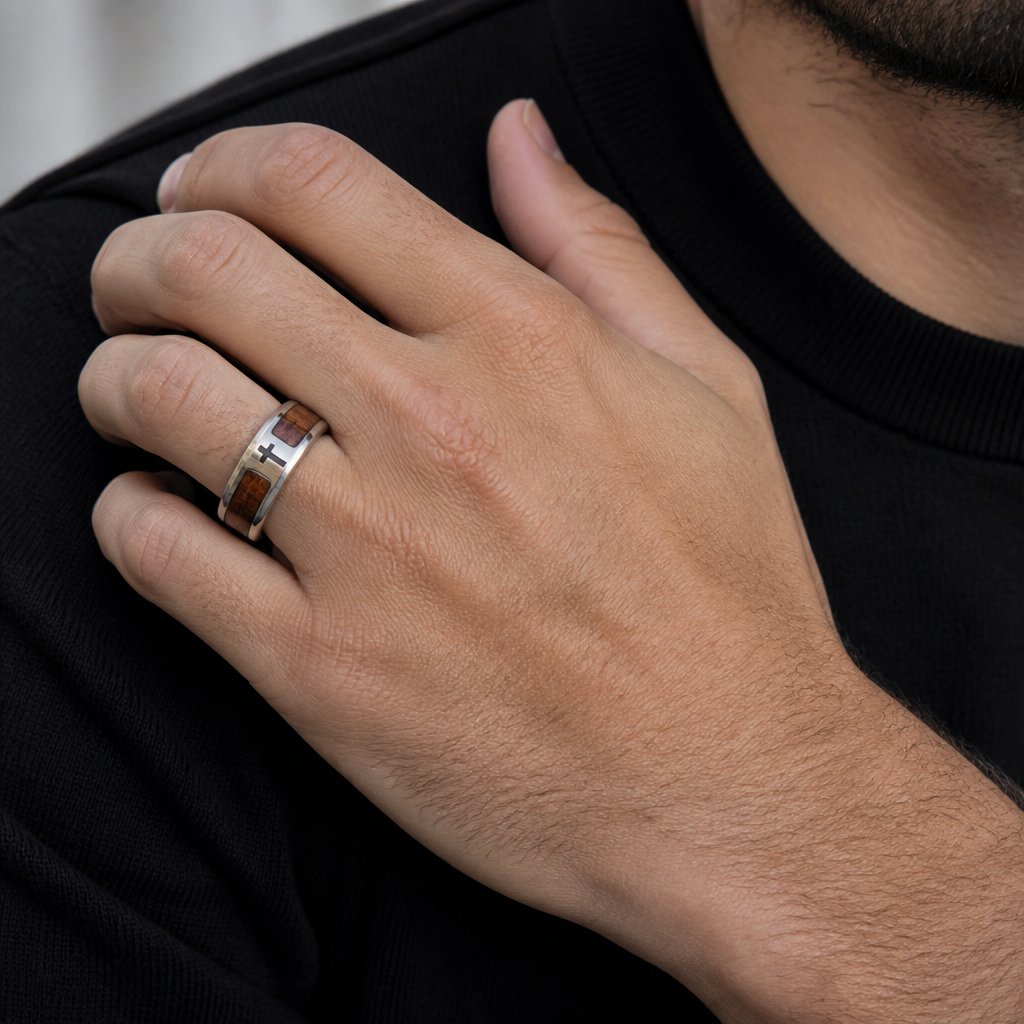 Anello KR-17399 - Argento / Marrone / 59mm