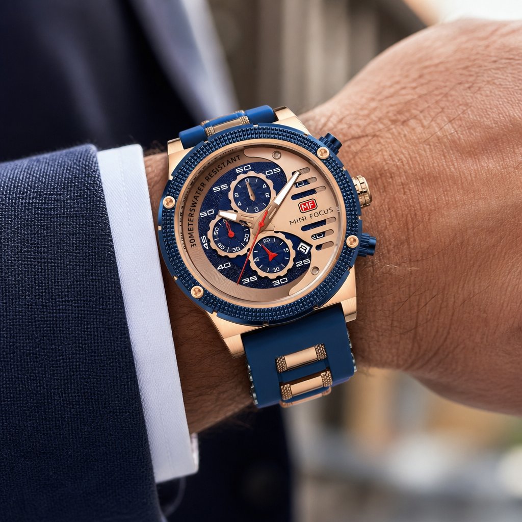 Orologio Mini Focus LU-23835 - Blu / Oro Rosa