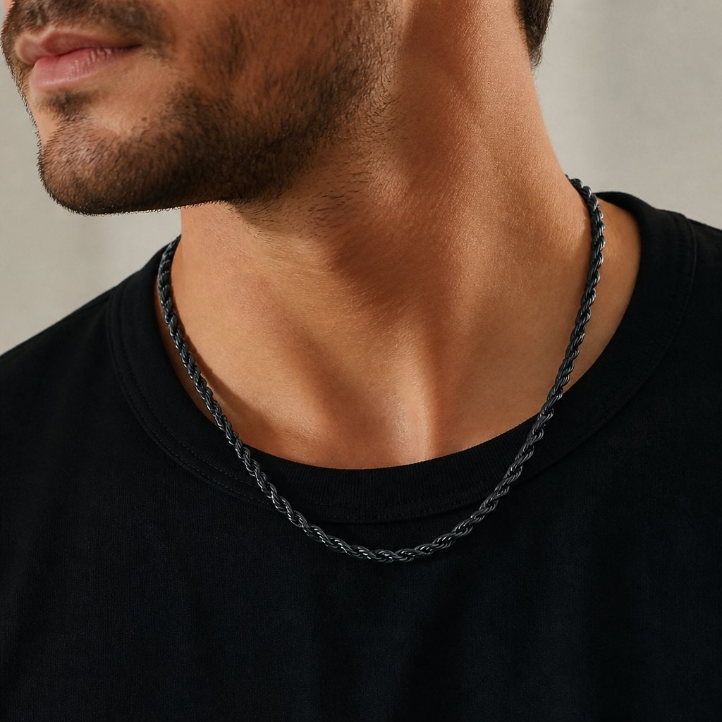 Collana da Uomo - Nera / 50cm / 4mm