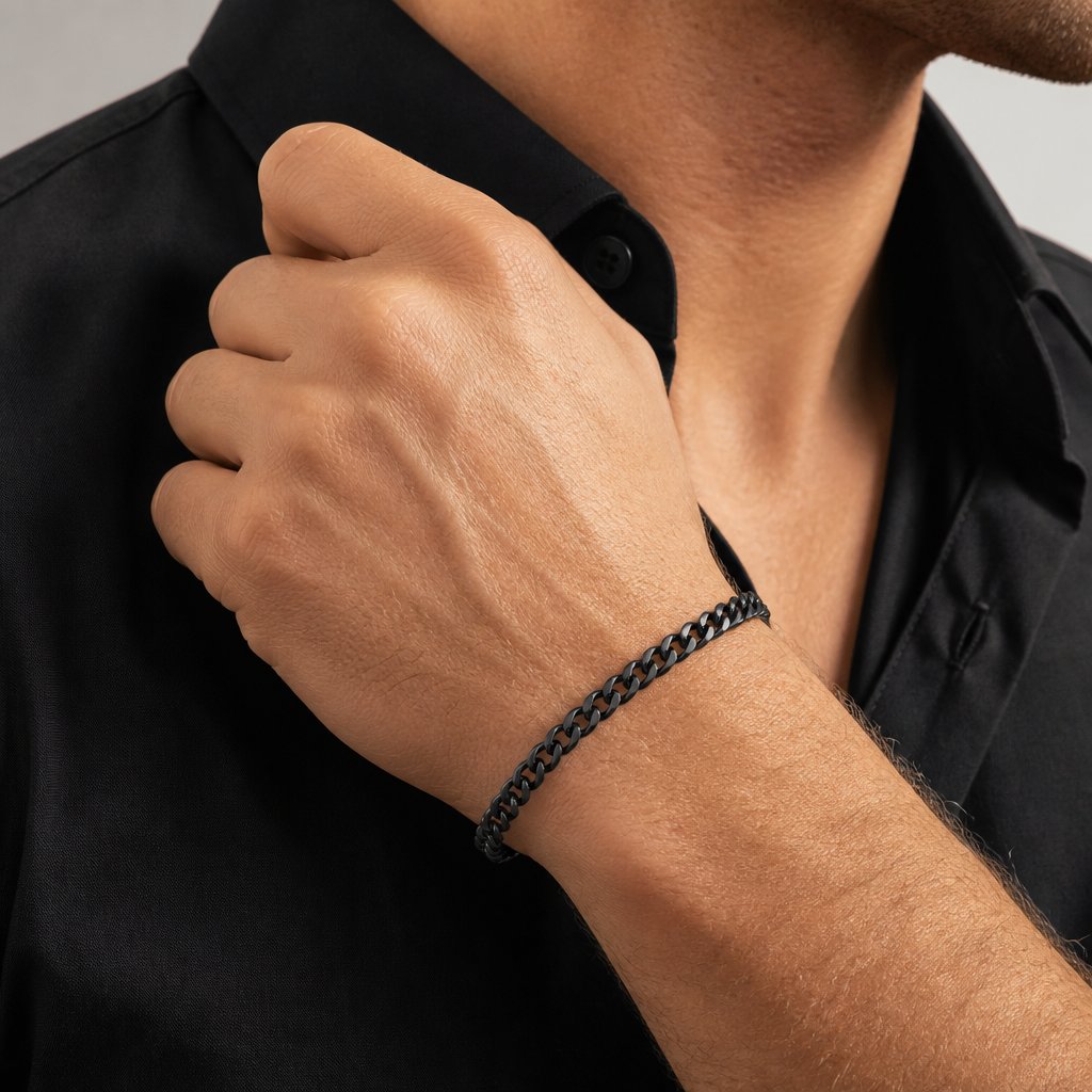 Bracciale KR-34802 - Nero / 22cm / 3mm
