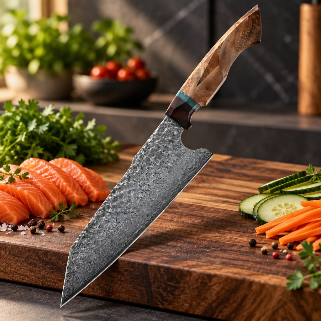 Coltello da cucina damascato YU-37466 - Kiritsuke / Marrone