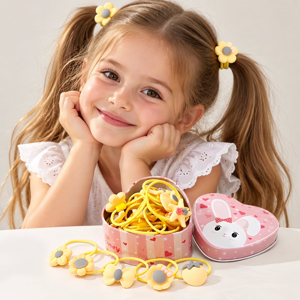 Elastici con scatola Flowers - Giallo